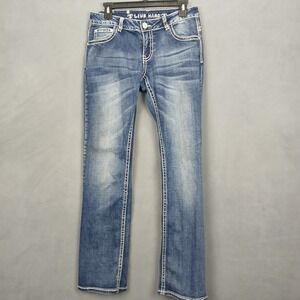 Live Hard Jeans‎ Womens 29 Blue Denim Stretch Mid Rise Streetwear Straight Leg
